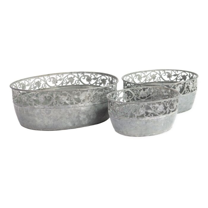LOW OVAL BOWL w/LATTICE (S/3)
