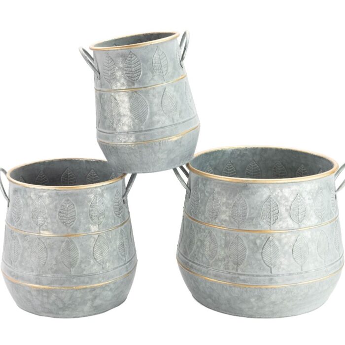 LEAF POT w/GOLD (S/3)