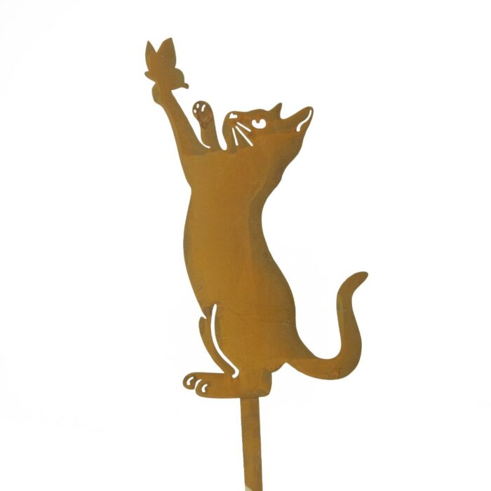 CAT AND BUTTERFLY POT STAKE