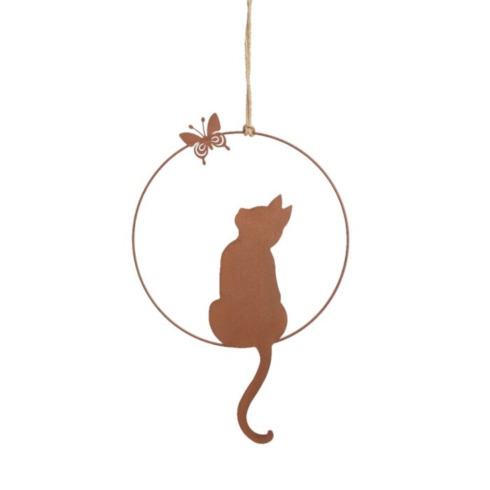 CAT & BUTTERFLY HANGING WALL ART