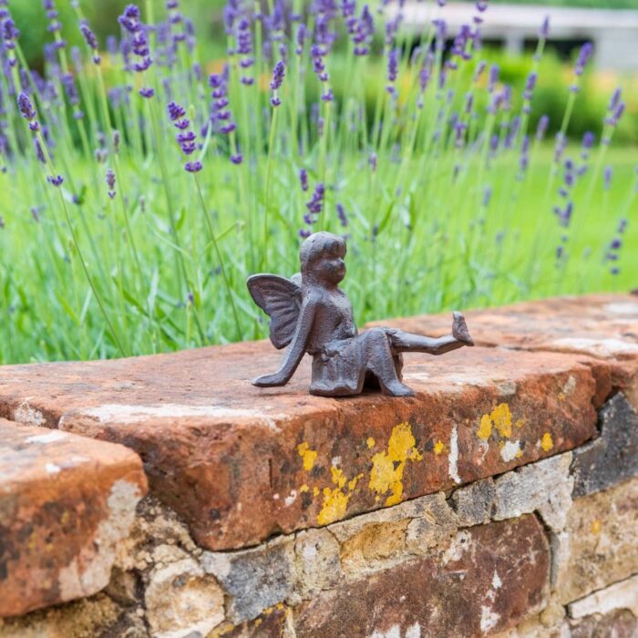 CAST IRON FAIRY SITTING w/BIRD - Image 3