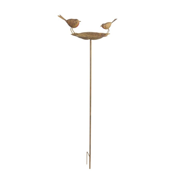 TWO ROBIN BIRDBATH