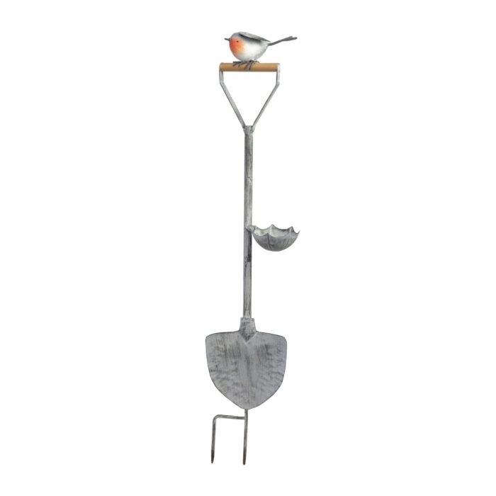 ROBIN ON SPADE BIRDFEEDER