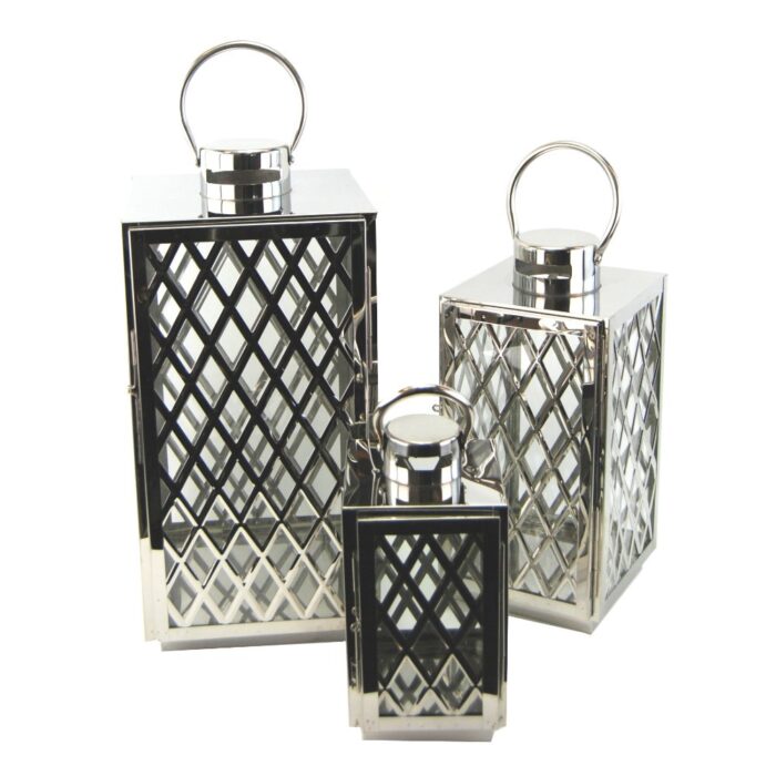 LATTICE LANTERN (S/3) STAINLESS