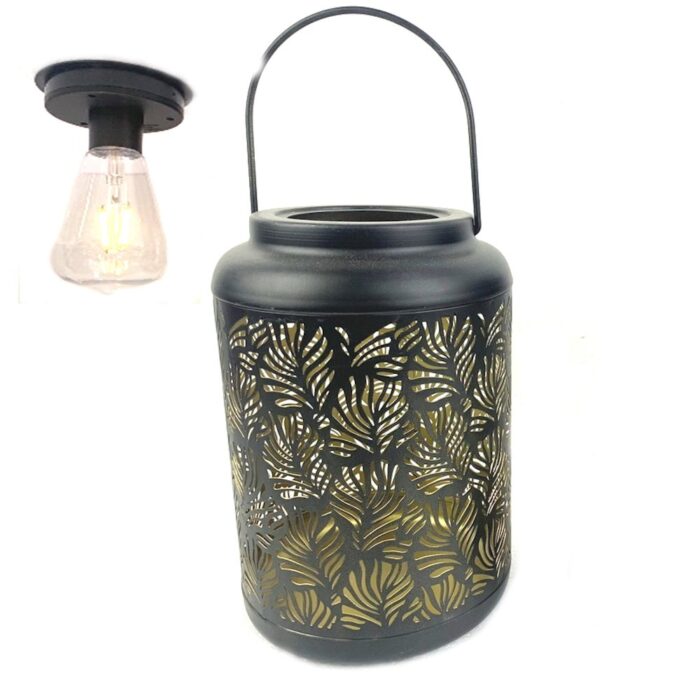 LEAF LANTERN w/SOLAR BULB