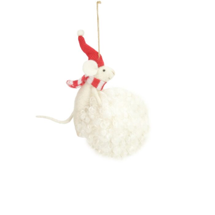 HANG. MOUSE w/LARGE SNOWBALL