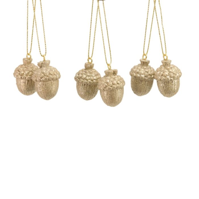 S/6 CHAMPAGNE HANG. ACORNS