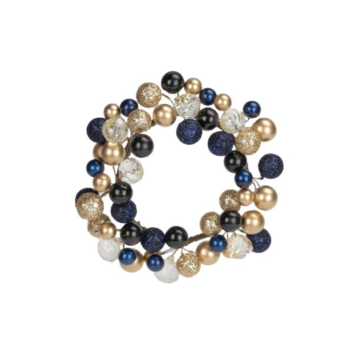 NAVY/GOLD BAUBLE CANDLE RING