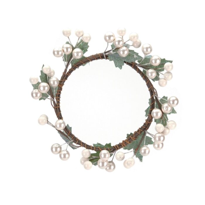 CANDLE RING 10cm WHITE BERRY w/IVY LEAVES - Image 2