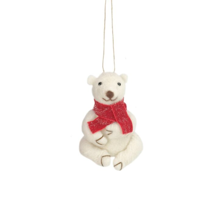 WOOL FELT SITTING POLAR BEAR