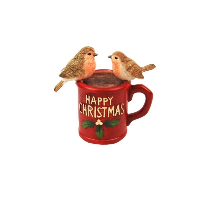 'HAPPY CHRISTMAS' MUG w/ROBINS