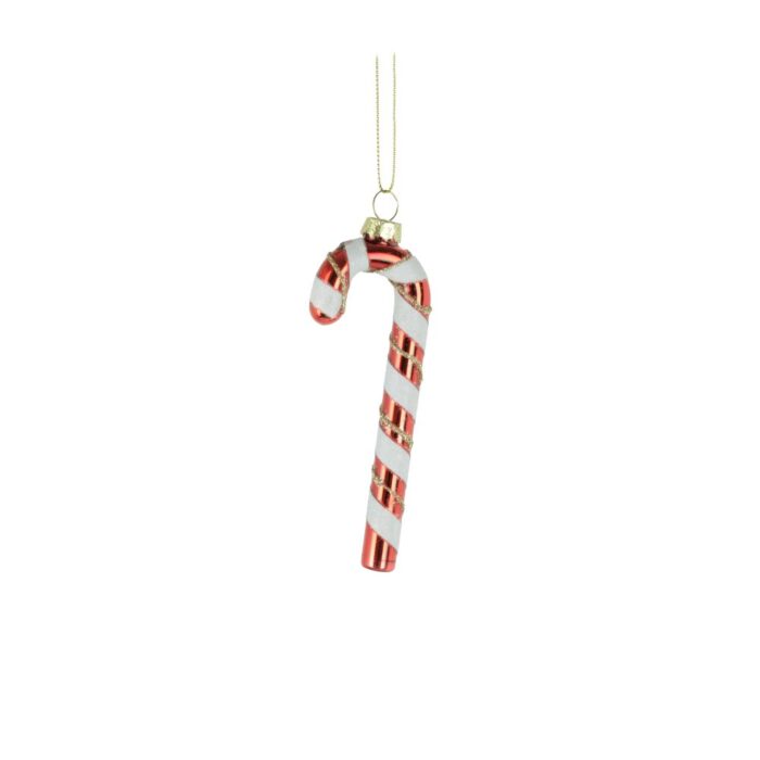 GLASS CANDY CANE HANGING DEC