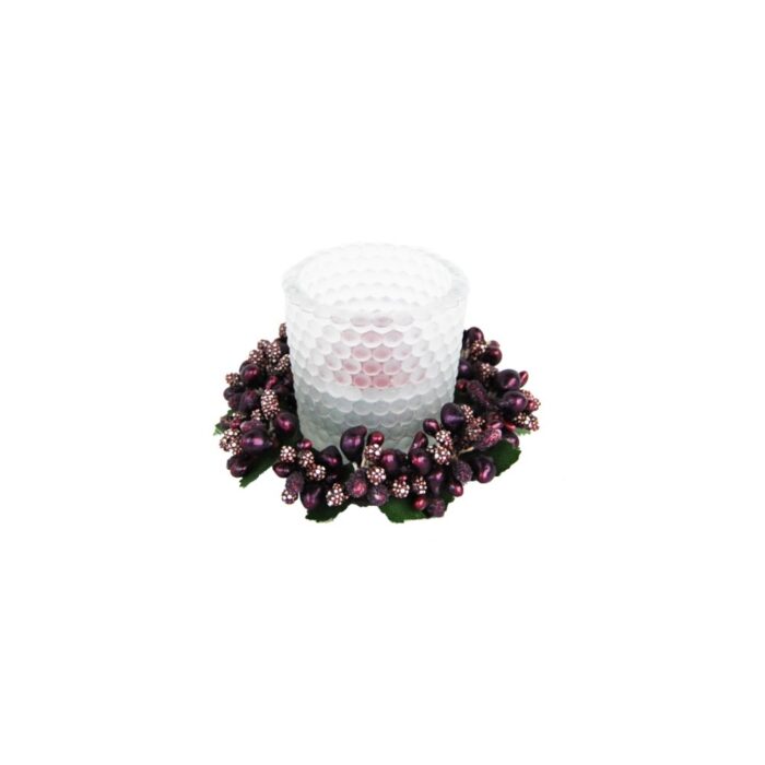 CANDLE RING 6cm PURPLE BERRYBUD