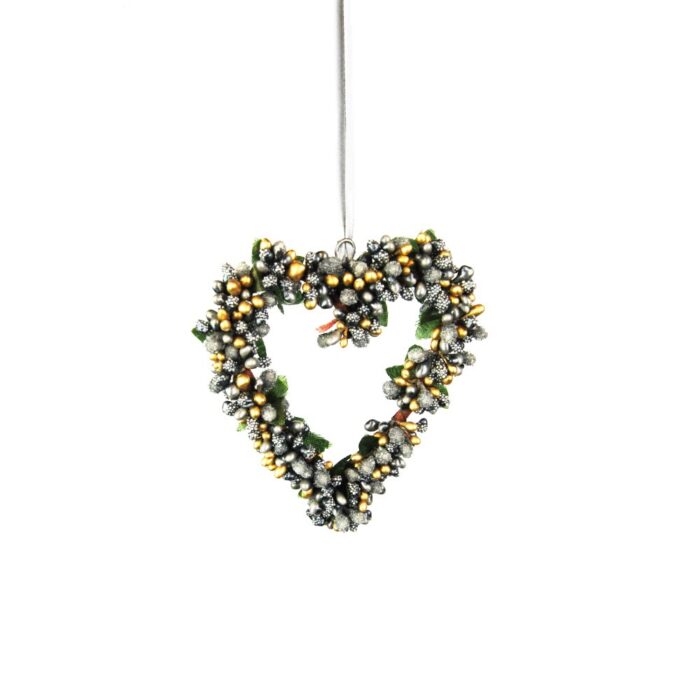 HANG. GREEN/GOLD BERRYBUD HEART
