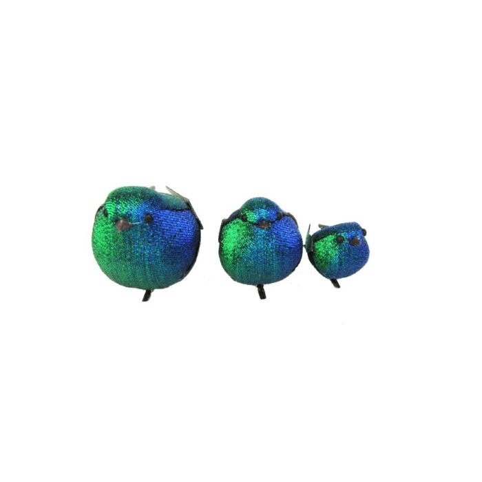 BIRDS S/3 GLITT. GREEN/BLUE