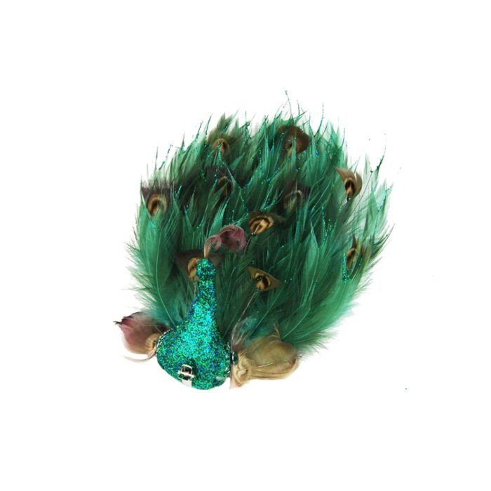 BIRD GREEN FEATHER ON CLIP