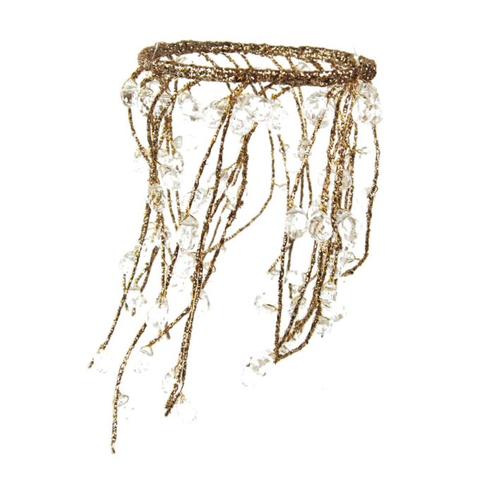 CANDLE RING 9cm CHAMP. GOLD/CRYSTAL DROP - Image 2