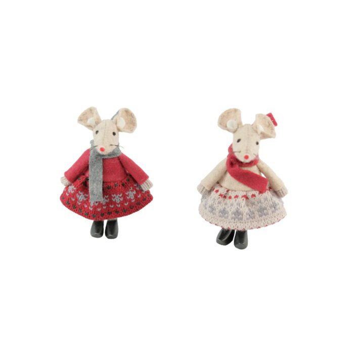 RED/BEIGE NORDIC MICE (2 ASS.)