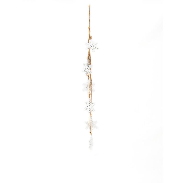 WHITE WOOD SNOWFLAKE DROP