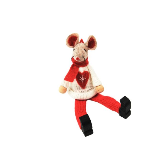 SHELF SITTING WHITE/RED MOUSE 12cm
