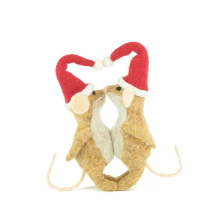 CHRISTMAS KISSING MICE - BROWN