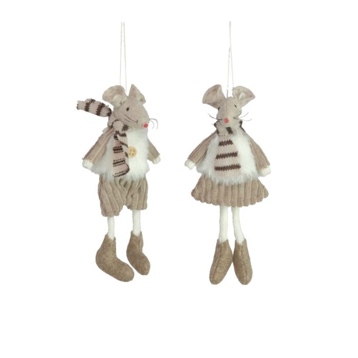 HANG. BEIGE FELT MICE (2 ASS.)