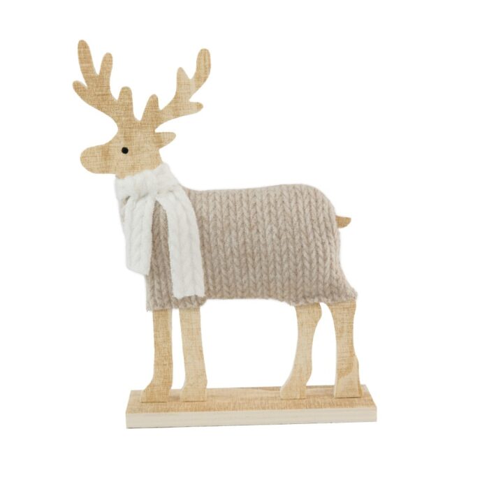 WOOD/FABRIC DEER 18cm