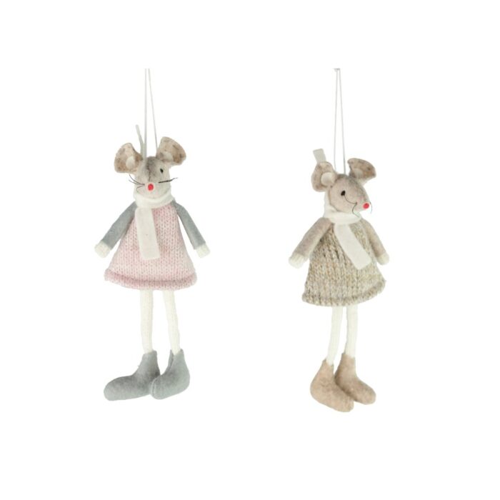 HANG. PINK/GREY MICE 16cm