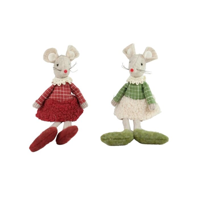SHELF SITTING MICE RED/GREEN (2 ASS.)