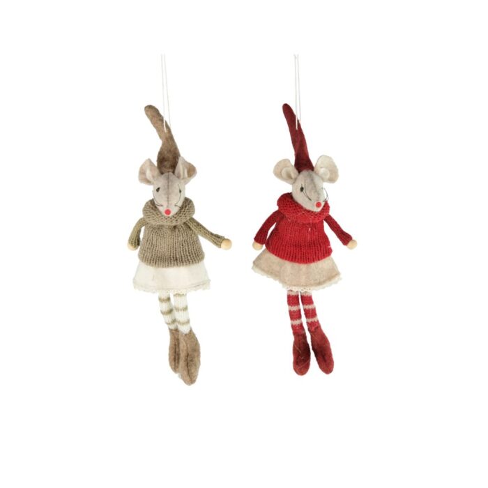 HANG. RED/GREY MICE (2 ASS.)