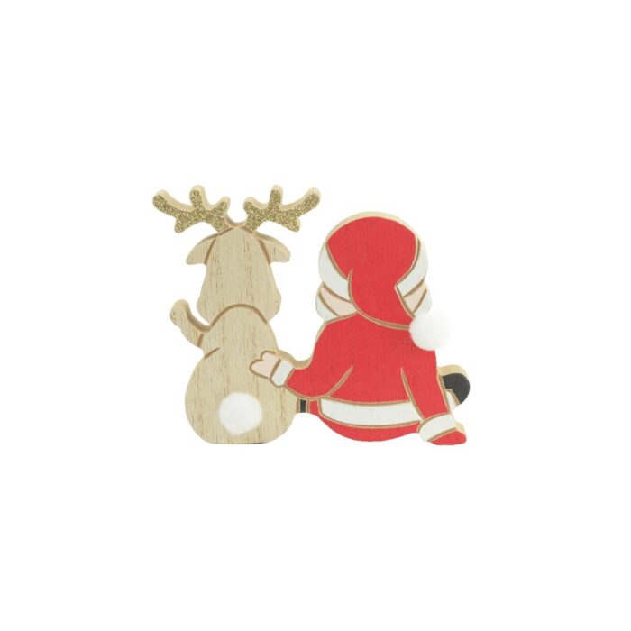 SANTA & RUDOLPH WOODEN DEC.