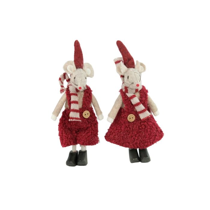 14cm RED FABRIC MICE (2 ASS.)