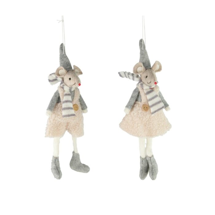 HANG. GREY/BEIGE 17cm MICE (2 ASS.)