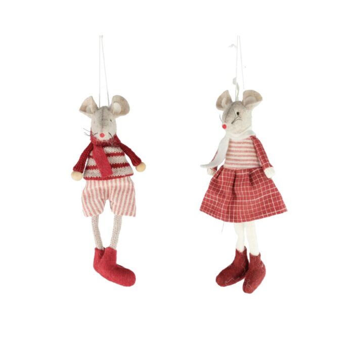 HANG. RED STRIPED MICE (2 ASS.)