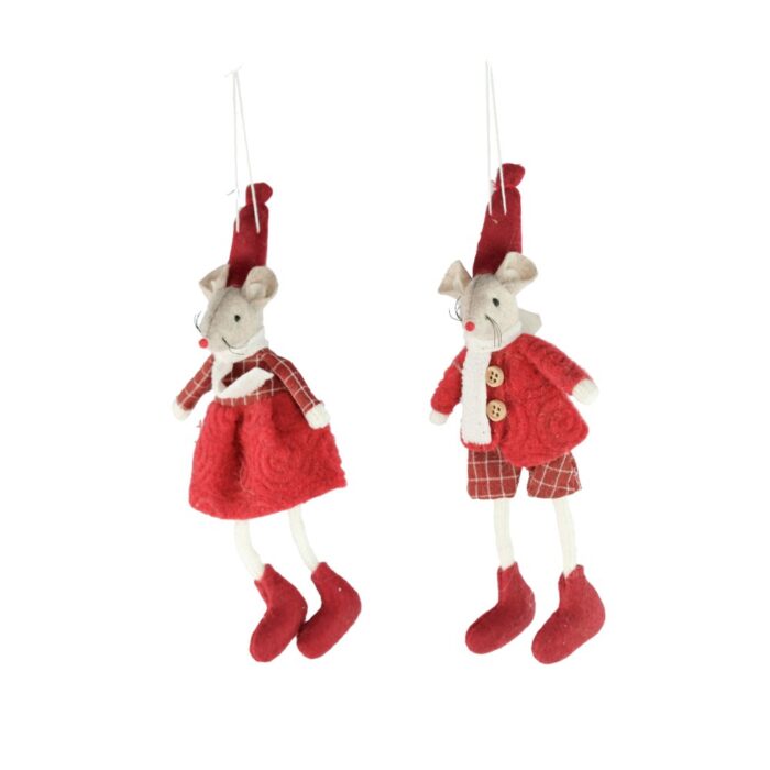 HANG.RED FELT MICE (2 ASS.)