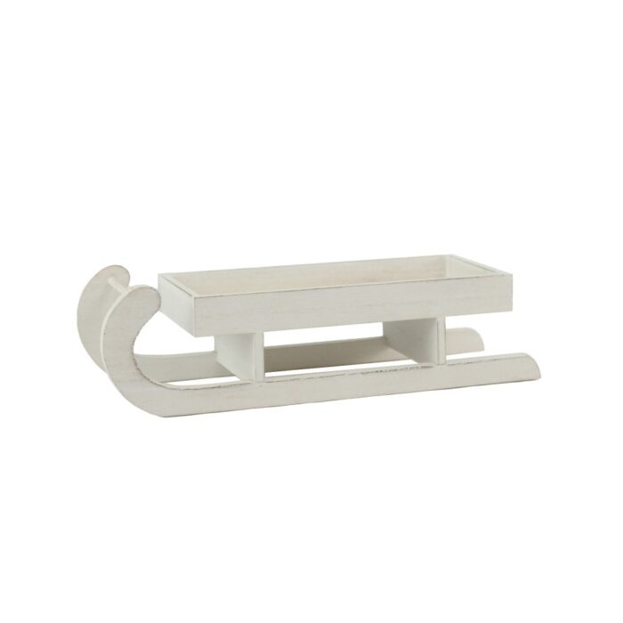 WOODEN WHITEWASH SLEIGH MEDIUM