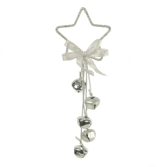 HANG METAL STAR W/ BELL 10 CM CHAMPAGNE