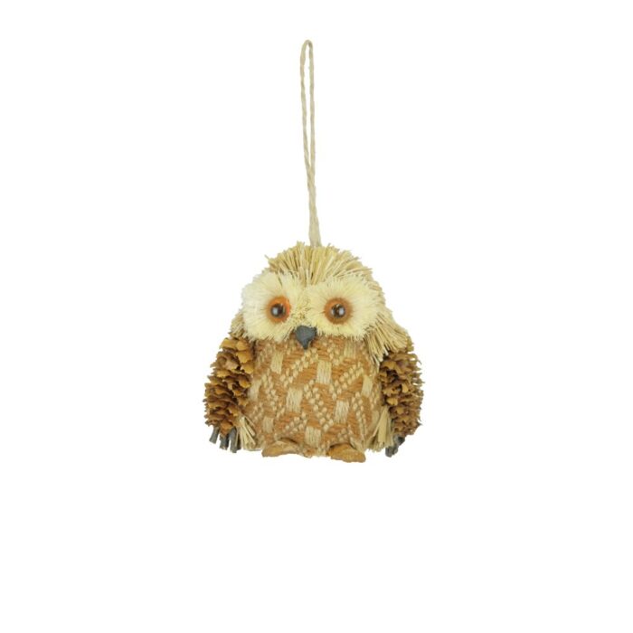HANG. BRISTLE/FABRIC OWL 8cm
