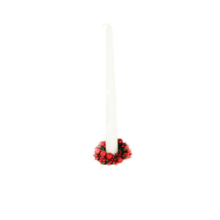 CANDLE RING 4cm BERRY BAUBLE RED