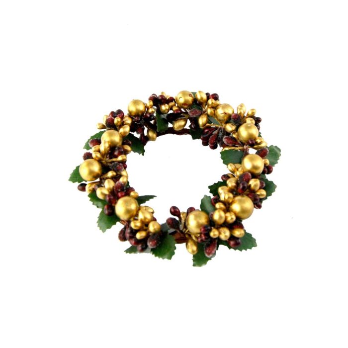 CANDLE RING 9cm BERRYBUD BURG./GOLD