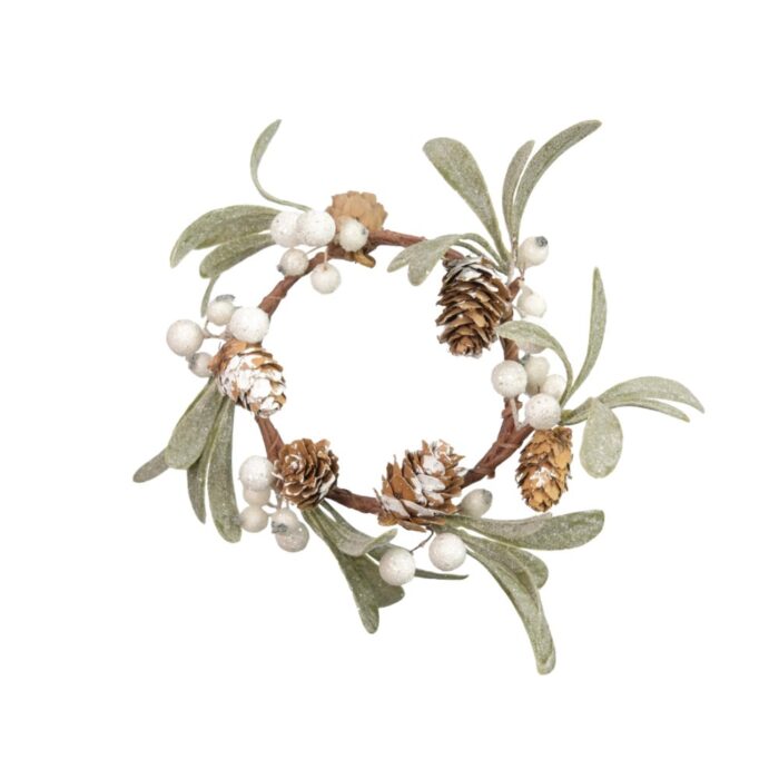 CANDLE RING PINECONE/WHITE BERRY 8.5cm