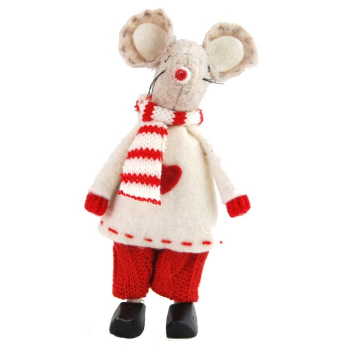 STAND MOUSE 11cm WHITE/RED