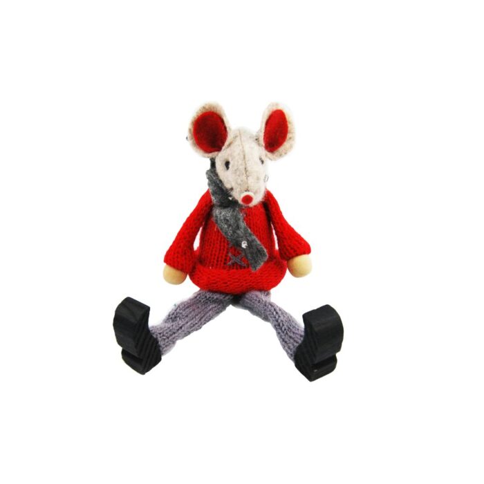 SITTING MOUSE 12cm RED
