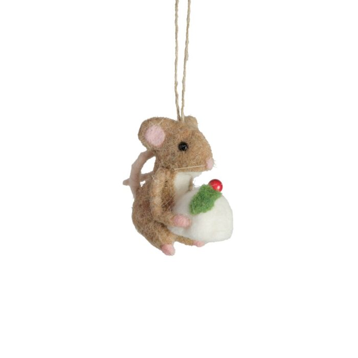 HANG. FABRIC MOUSE w/CHRISTMAS PUDDING  (2 ASS.) - Image 2