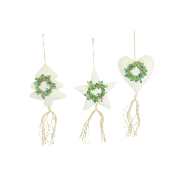 CREAM FABRIC HANGERS w/WREATHS (3 ASS.)