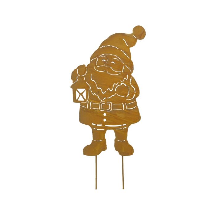 RUSTY SANTA STAKE w/LANTERN 53cm